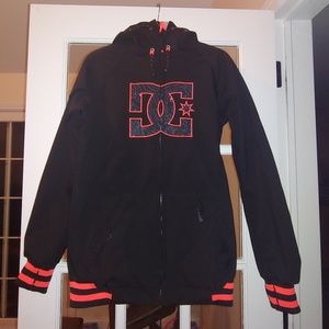 Waterproof Black and Orange DC Logo Jacket XS